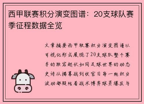 西甲联赛积分演变图谱：20支球队赛季征程数据全览